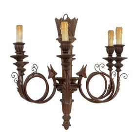 Louis XV Style Wood & Copper Six-Branch Chandelier
