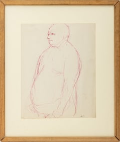 Peter Agostini Nude Man Red Pen on Paper