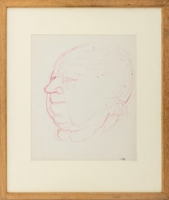 Peter Agostini Head of a Man Red Pen on Paper