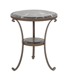 French Wrought Iron and Portoro Marble Table