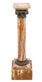 French Gilt Metal Mounted Alabaster Pedestal