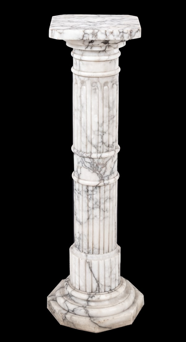 Italian Veined White Alabaster Pedestal (1 of 5)