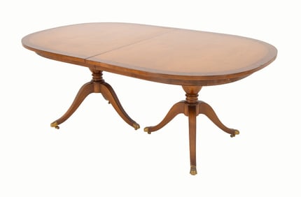 Georgian Style Walnut Double Pedestal Dining Table