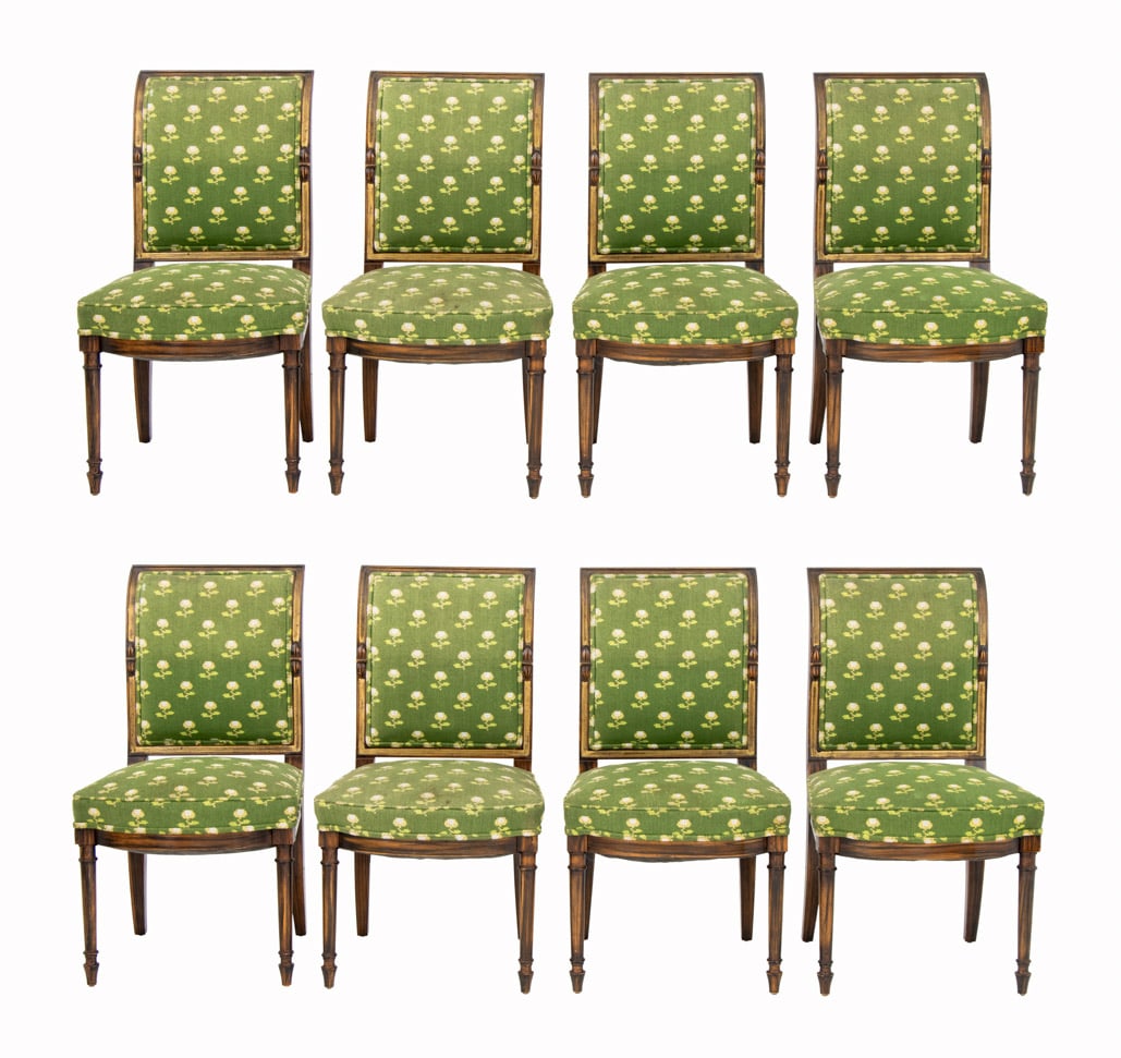 Louis XVI Style Upholstered Walnut Chairs, 8 (1 of 7)