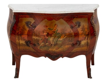 Louis XV Style Painted Kingwood Bombe Commode