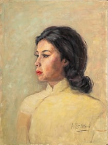 A. Peterson Portrait of Young Woman Oil on Canvas