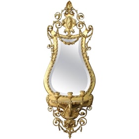 George III Giltwood Girandole Beveled Mirror