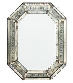 Venetian Octagonal Etched Glass Mirror