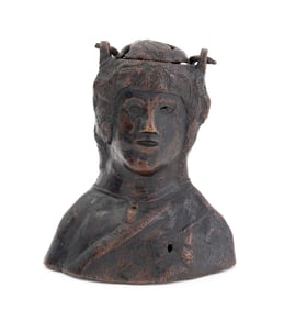 Italian Bust Form Patinated Bronze Censer