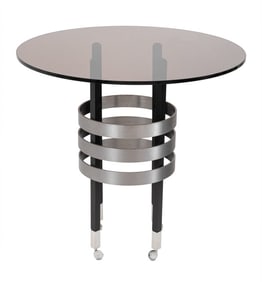 Pace Attributed Smoked Glass Top Side Table