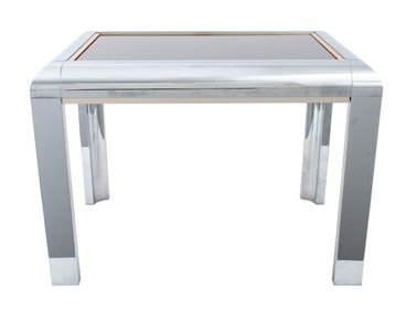 Milo Baughman Chrome & Gilt Brass Side Table