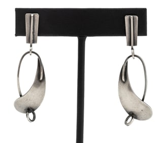 Paul Lobel Modern Abstract Sterling Earrings, Pair
