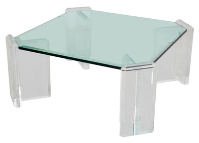 Charles Hollis Jones Style Glass Top Coffee Table