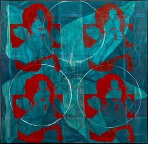 Abstract Figural Composition Mixed Media on Canvas