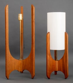 Modeline Style Mid-Century Modern Walnut Lamps, 2
