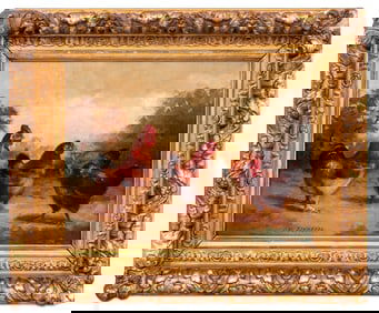 Claudius W. Schreyer 4 Hens Oil on Canvas, 19th C.