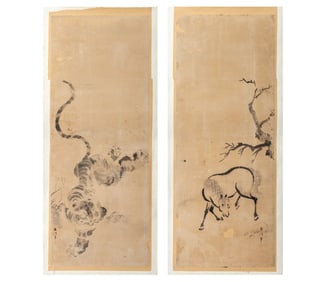 Japanese School Tiger & Horse Woodcuts, 2