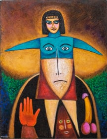 Louis Mendez "Oxacan (sic.) Spirits" Oil on Canvas