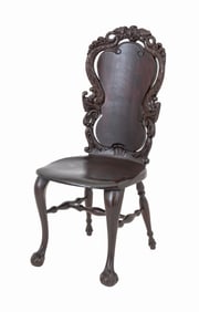 George II Style Carved Walnut Hall Chair, 19th C.