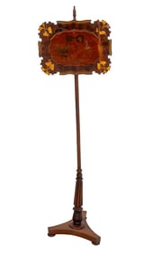 Victorian Mahogany Fireside Pole and Screen