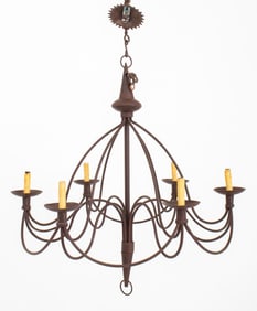 American Wrought Iron Six-Light Chandelier