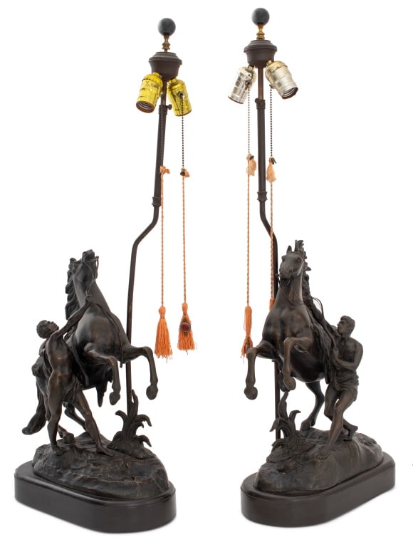 Patinated Marly Horses Mounted as Lamps, Pair (1 of 7)