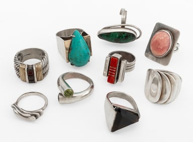 Modern Silver and Gemstone Rings, 9