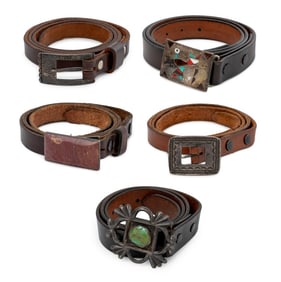 Navajo & Mexican Silver Gemstone Belt Buckles, 5