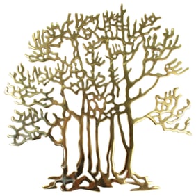 Bijan Modern Brass Tree Form Wall Sculpture