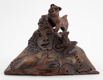 Eva Bouzard-Hui Abstract Art Pottery Sculpture