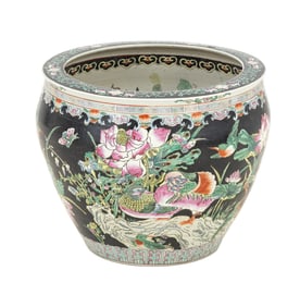 Chinese Famille Noir Porcelain Jardiniere