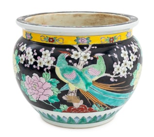 Chinese Famille Noir Porcelain Jardiniere