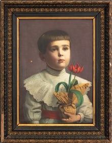 American School Portrait of a Child Oil on Canvas