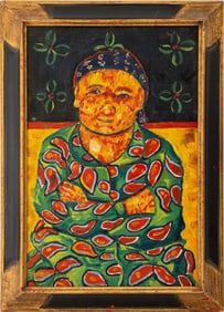 Artist Unknown Portrait of a Person in Paisley Oil