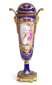 Sevres Blue Ground Two Handled Ovoid Vase