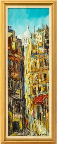 Illegibly Signed View of Montmartre Oil on Canvas
