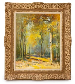 Maurice Rigault Autumn Forest Oil on Board