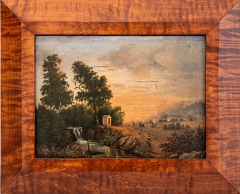 Continental School Rural Landscape Oil, 19th C.