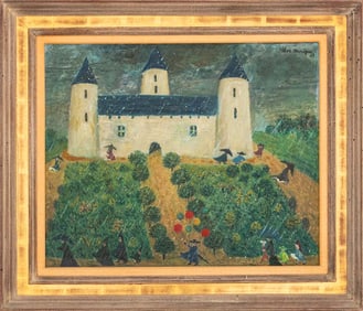 Elsa Henriquez Castle with Figures Oil on Canvas