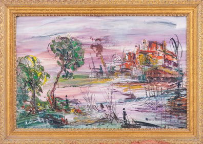Illegibly Signed Fishermen Scene Oil on Paper