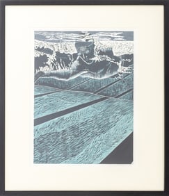 Emily Trueblood "The Swimmer" Linocut in Colors