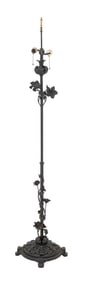 Victorian Floral Motif Wrought Iron Floor Lamp