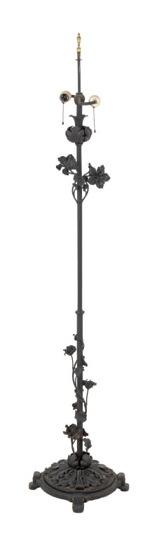 Victorian Floral Motif Wrought Iron Floor Lamp (1 of 5)