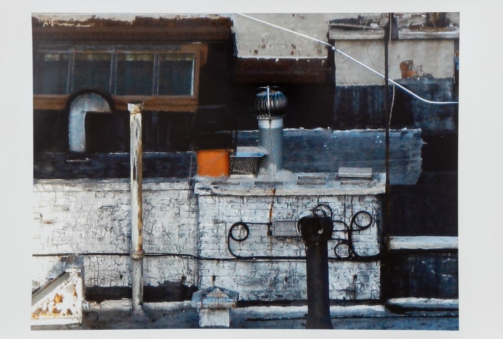 Anne Sager Industrial Composition C-Print: Anne Sager (American, 1930-2024), Industrial Composition, Chromogenic Print in Colors, apparently unsigned, with artist's estate stamp to verso, unframed. Image: 12" H x 16" W; sheet: 13" H x 19" W. P