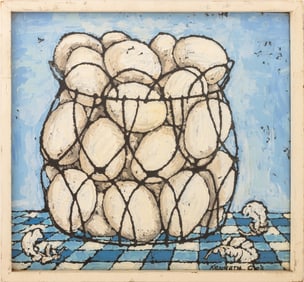 Kenneth Cox Still Life of Eggs Oil on Panel