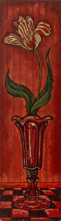 Kenneth Cox Red Zebra Iris Still Life Oil on Panel (1 of 6)