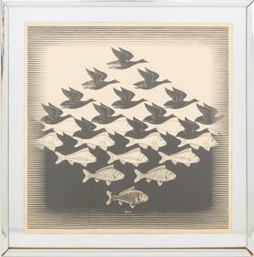 M.C. Esher "Sky and Water I" Woodcut