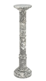 White and Grey Veined Marble Pedestal, ca. 1900