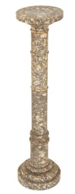 White and Grey Veined Marble Pedestal, ca. 1900