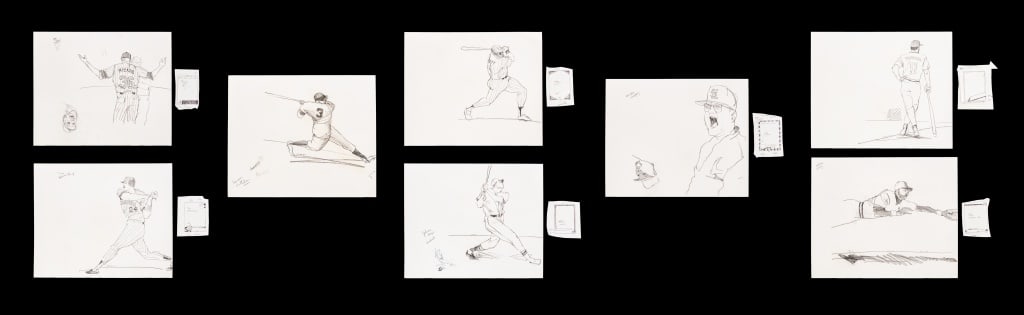 Michael Paraskevas Baseball Sketches Graphite, 8: Michael Paraskevas (American, b. 1951), Eight Baseball Sketches, Graphite on Paper, each initialed and dated 1989, comprising: Tom Brunansky of the Minnesota Twins, Joe Niekro of the Twins, Kirby Puck